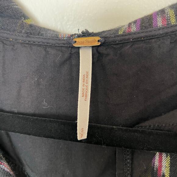 Free People Ikat Print Hooded Utility Jacket Black Cotton Boho Lagenlook - Picture 3 of 15